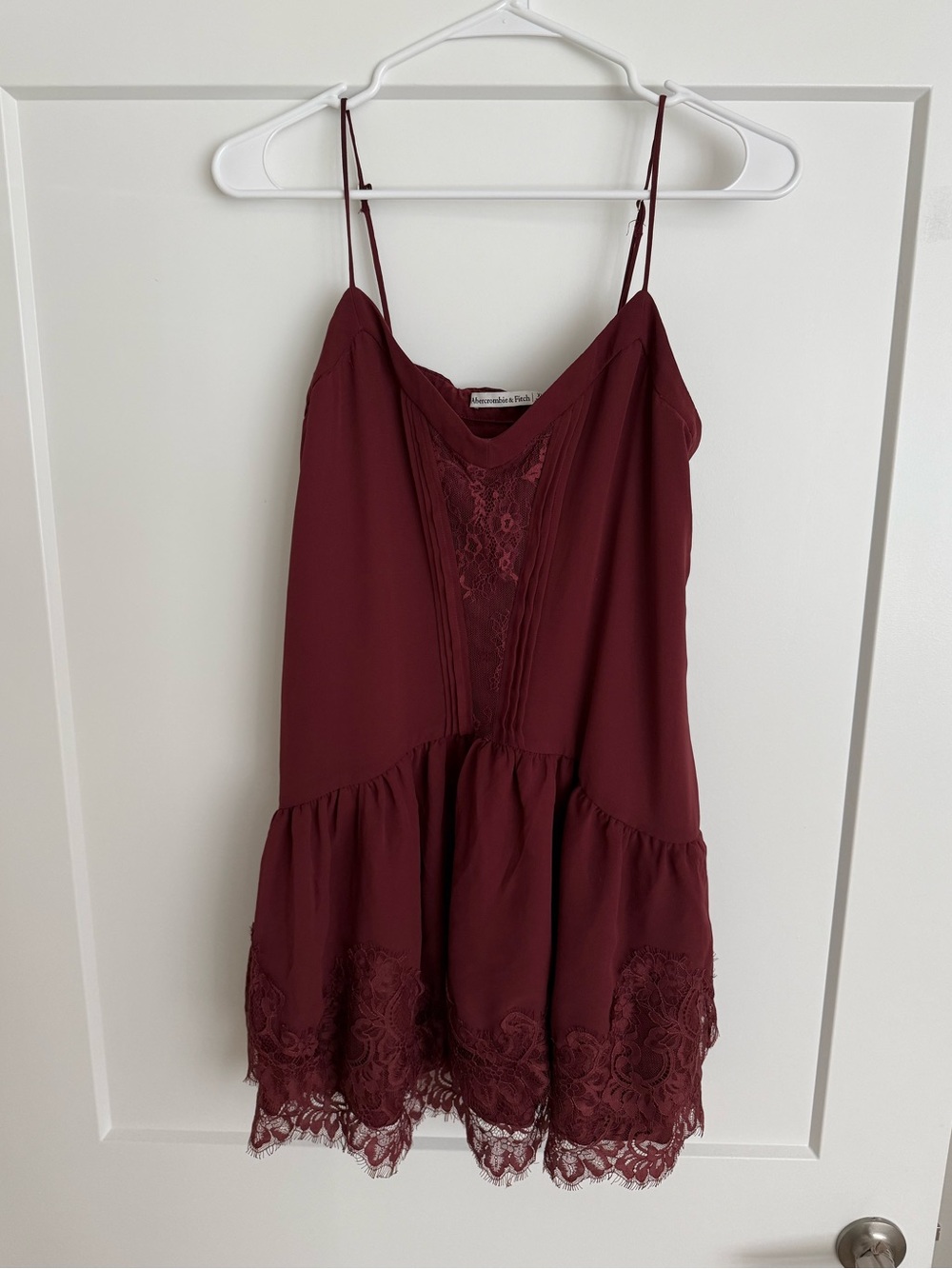 Abercrombie & Fitch Burgundy Lace-Trim Slip Dress